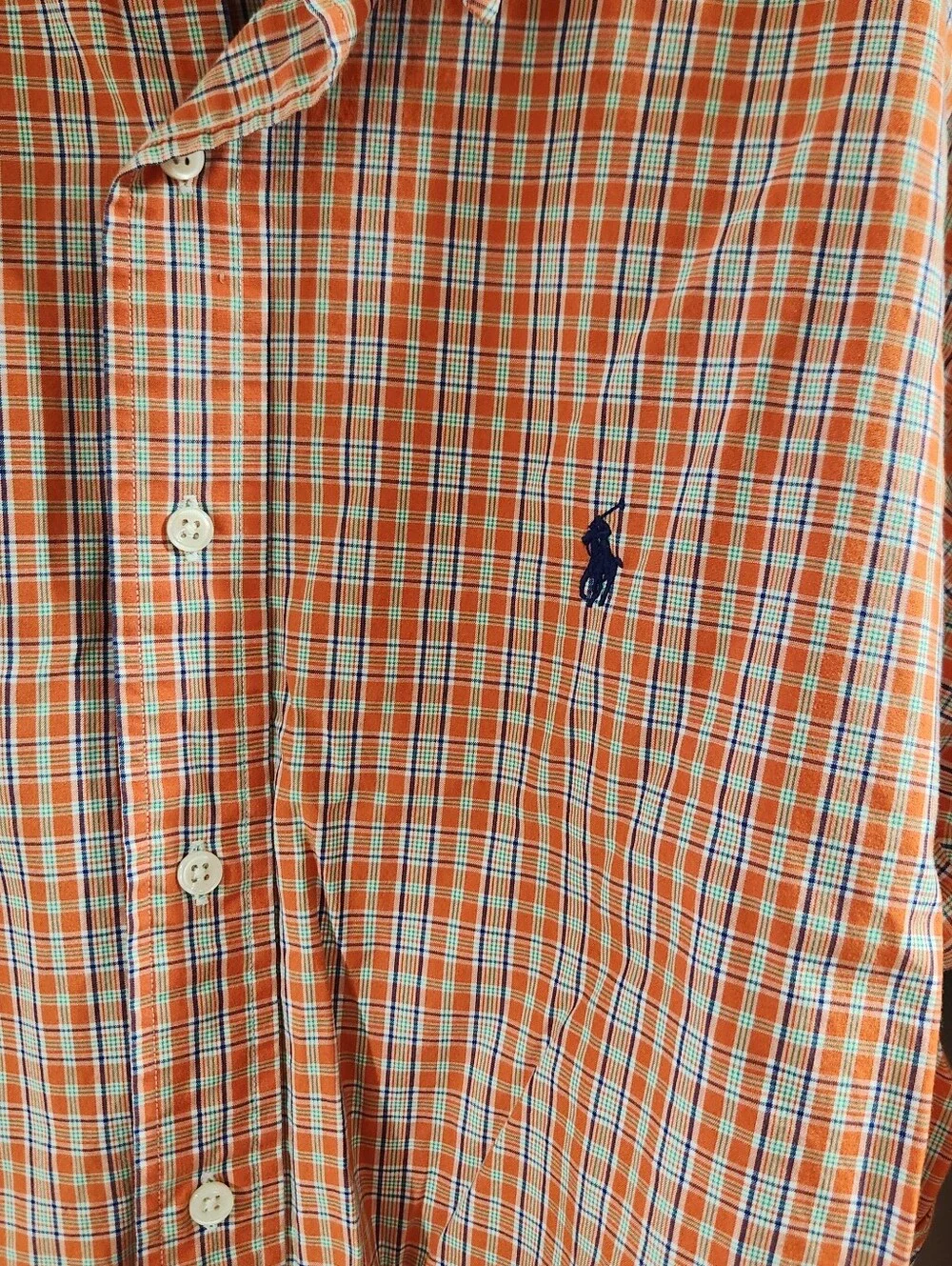 Ralph Lauren Orange Plaid Sz Xl Long Sleeve Button Up - Picture 2 of 4